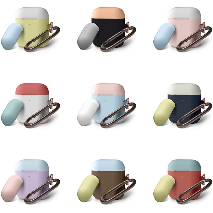 Anti-fall Silicone Charging Box Protective Case with Carabiner and Replaceable cap for AirPods 2
