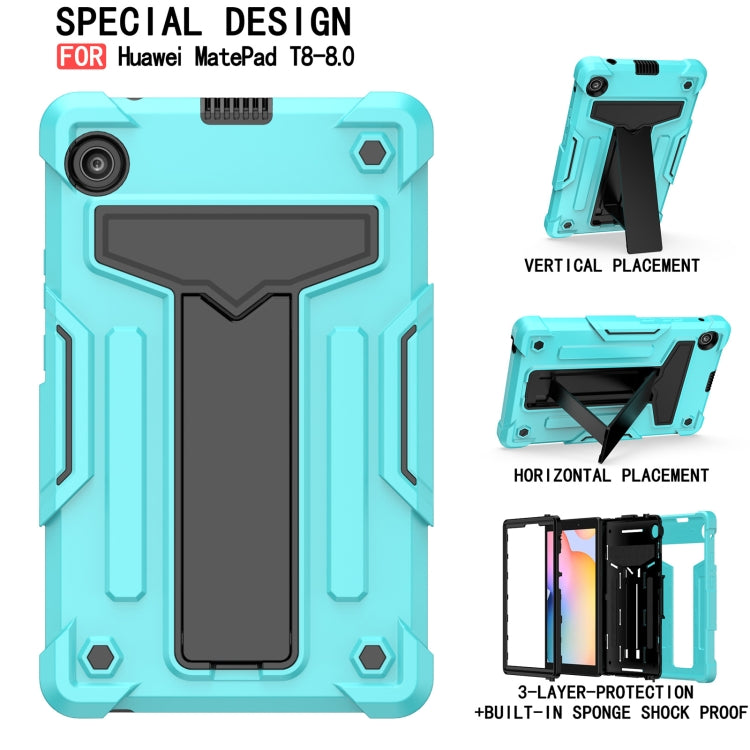 For Huawei MatePad T8 T-shaped Bracket Contrast Color Shockproof PC + Silicone Protective Case