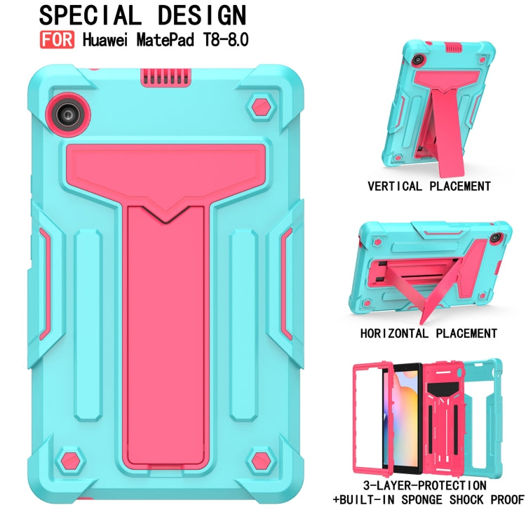 For Huawei MatePad T8 T-shaped Bracket Contrast Color Shockproof PC + Silicone Protective Case