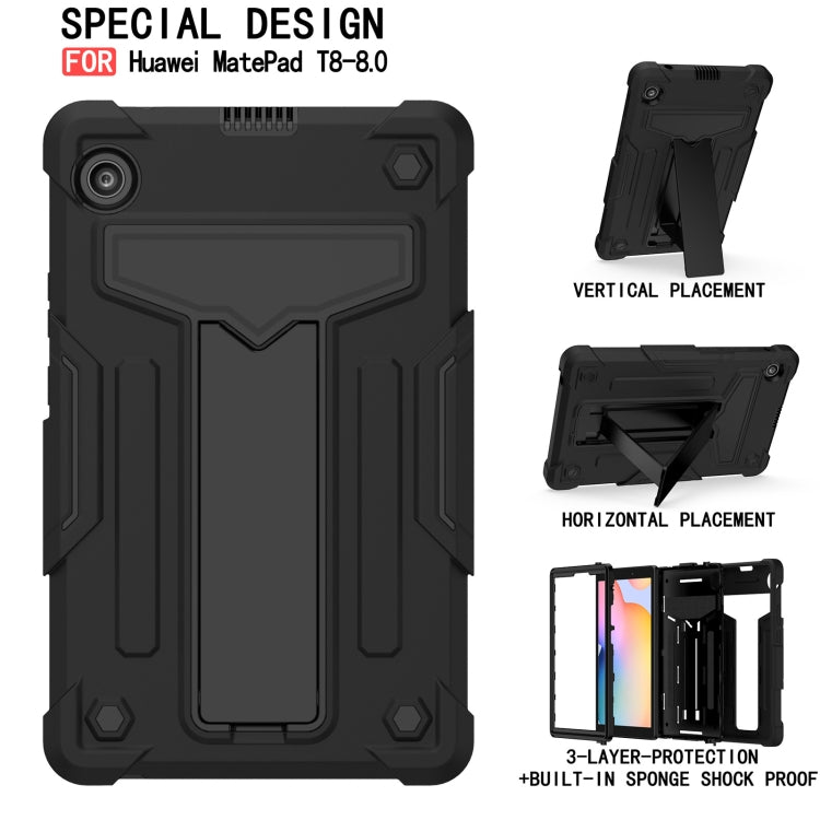 For Huawei MatePad T8 T-shaped Bracket Contrast Color Shockproof PC + Silicone Protective Case