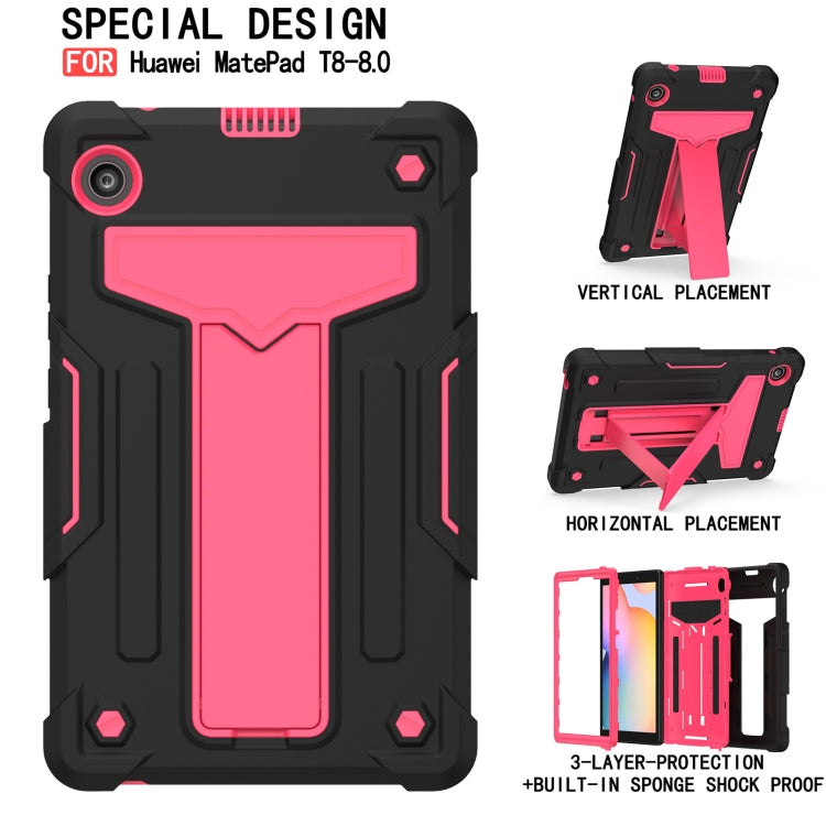 For Huawei MatePad T8 T-shaped Bracket Contrast Color Shockproof PC + Silicone Protective Case