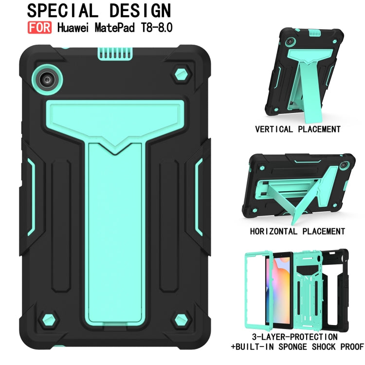 For Huawei MatePad T8 T-shaped Bracket Contrast Color Shockproof PC + Silicone Protective Case