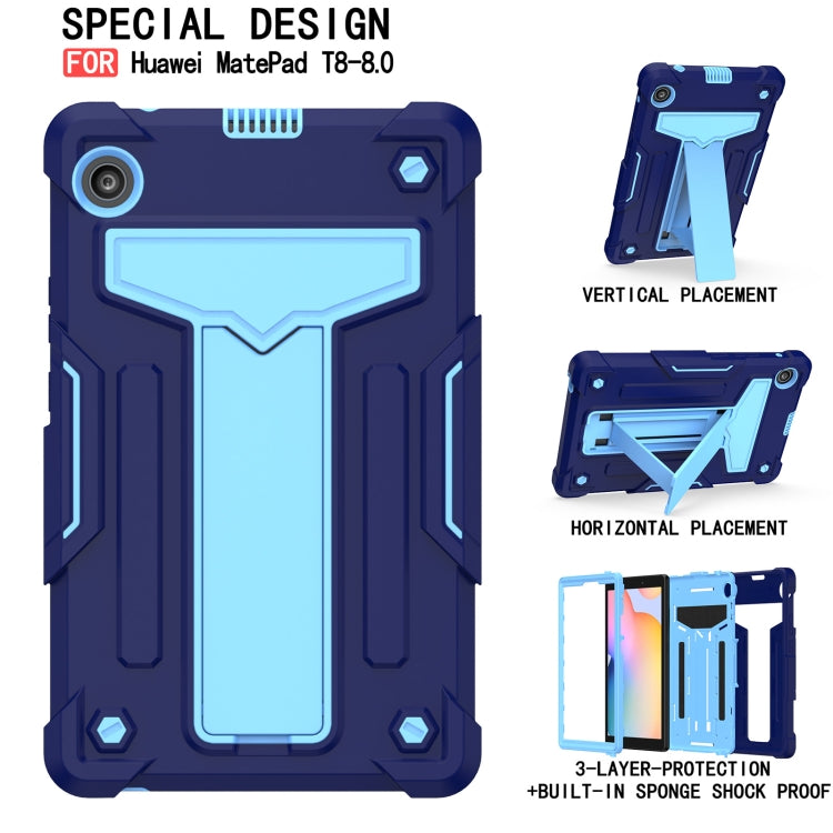 For Huawei MatePad T8 T-shaped Bracket Contrast Color Shockproof PC + Silicone Protective Case
