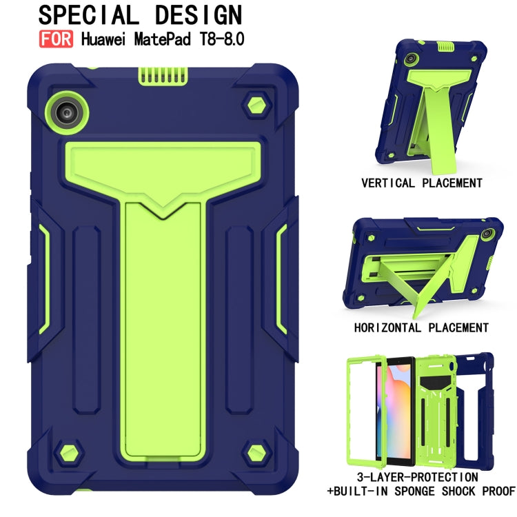 For Huawei MatePad T8 T-shaped Bracket Contrast Color Shockproof PC + Silicone Protective Case