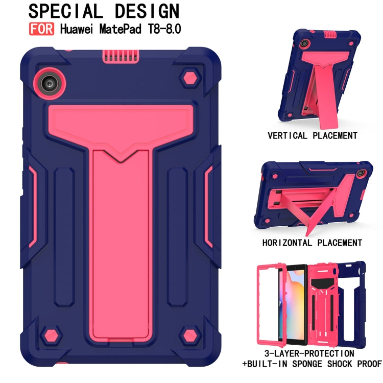 For Huawei MatePad T8 T-shaped Bracket Contrast Color Shockproof PC + Silicone Protective Case