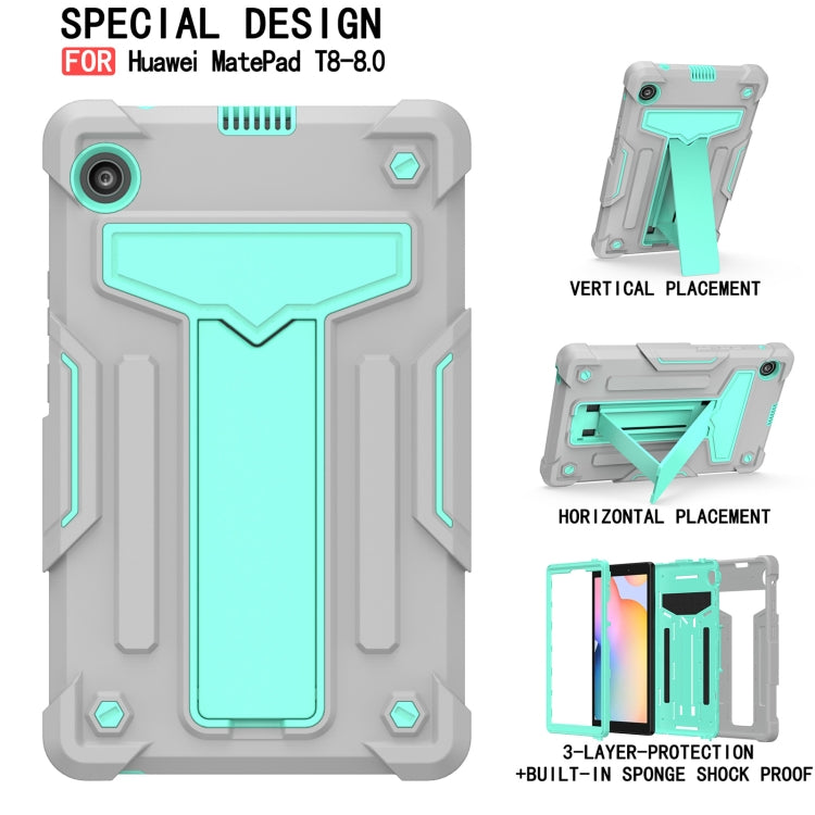 For Huawei MatePad T8 T-shaped Bracket Contrast Color Shockproof PC + Silicone Protective Case