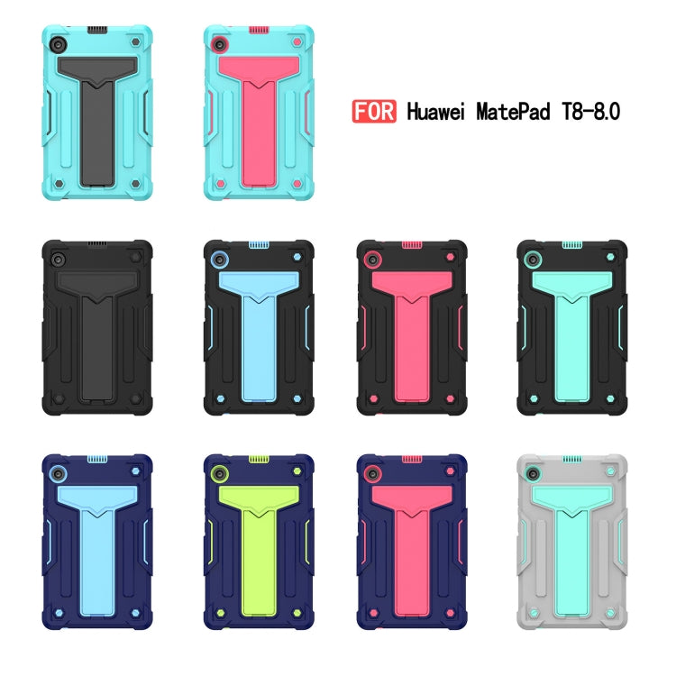 For Huawei MatePad T8 T-shaped Bracket Contrast Color Shockproof PC + Silicone Protective Case