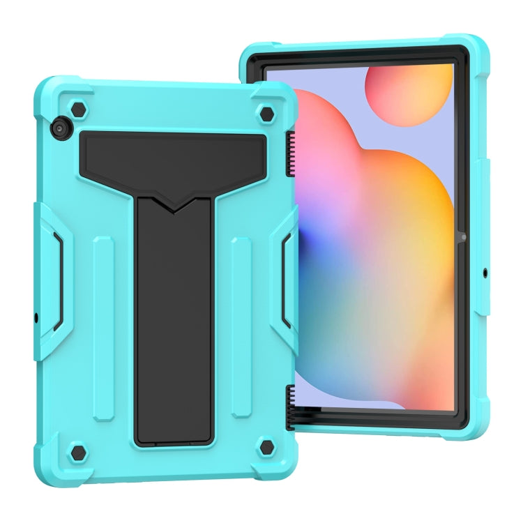For Huawei MediaPad T5 T-shaped Bracket Contrast Color Shockproof PC + Silicone Protective Case
