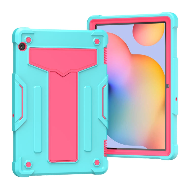 For Huawei MediaPad T5 T-shaped Bracket Contrast Color Shockproof PC + Silicone Protective Case