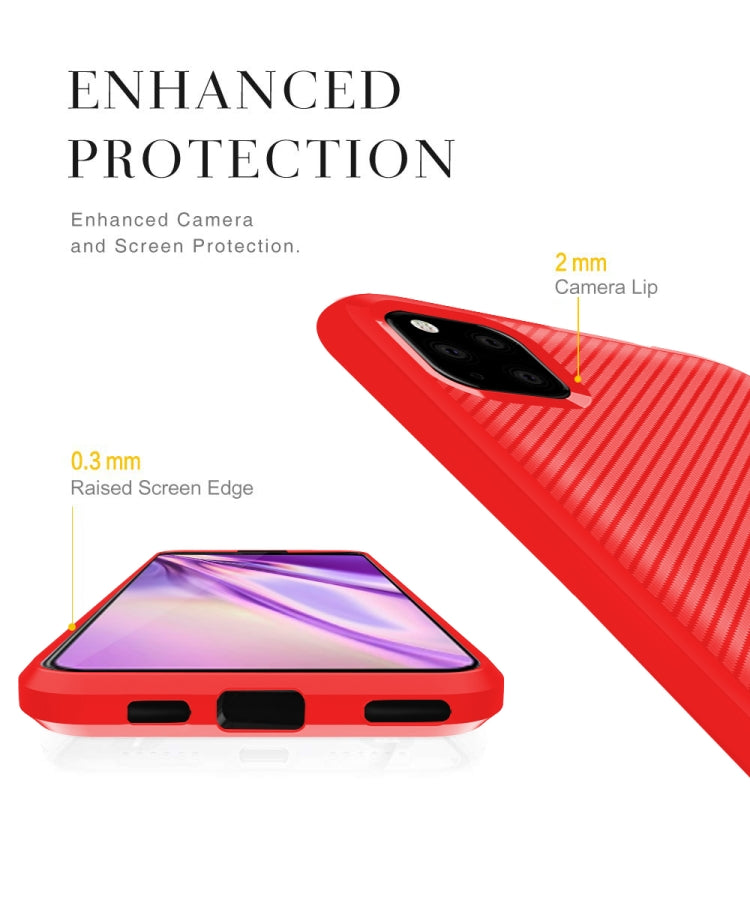 For OPPO Realme C11 Carbon Fiber Texture Shockproof TPU Protective Case