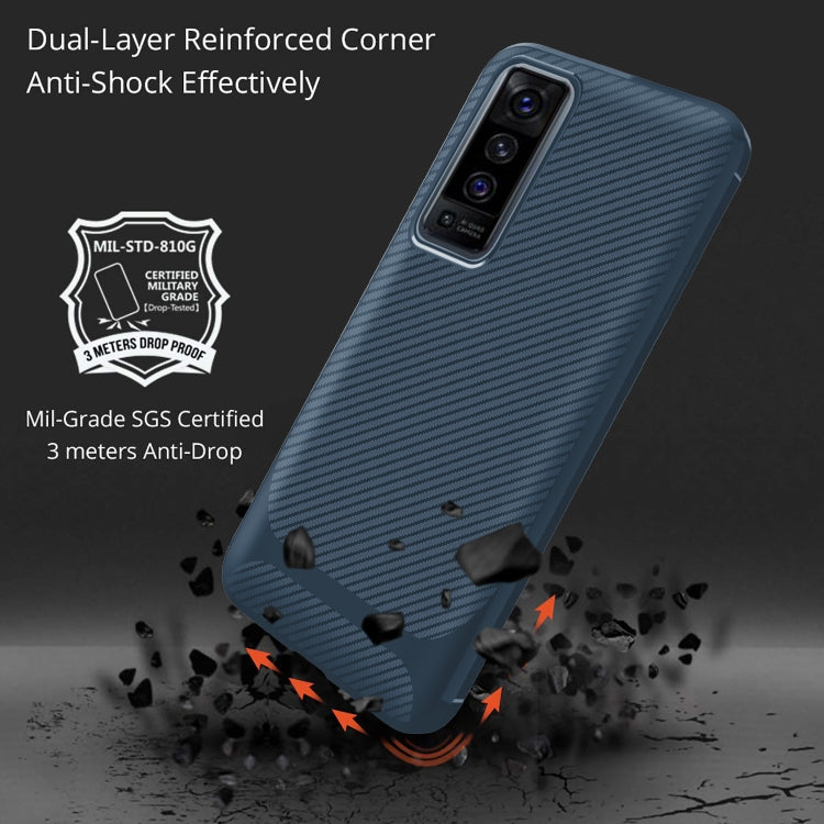 For vivo X50 Carbon Fiber Texture Shockproof TPU Protective Case