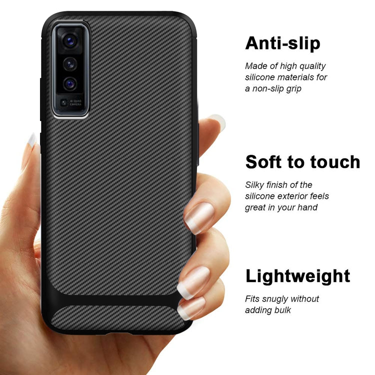 For vivo X50 Carbon Fiber Texture Shockproof TPU Protective Case