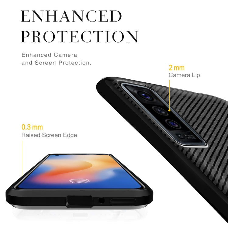 For vivo X50 Carbon Fiber Texture Shockproof TPU Protective Case