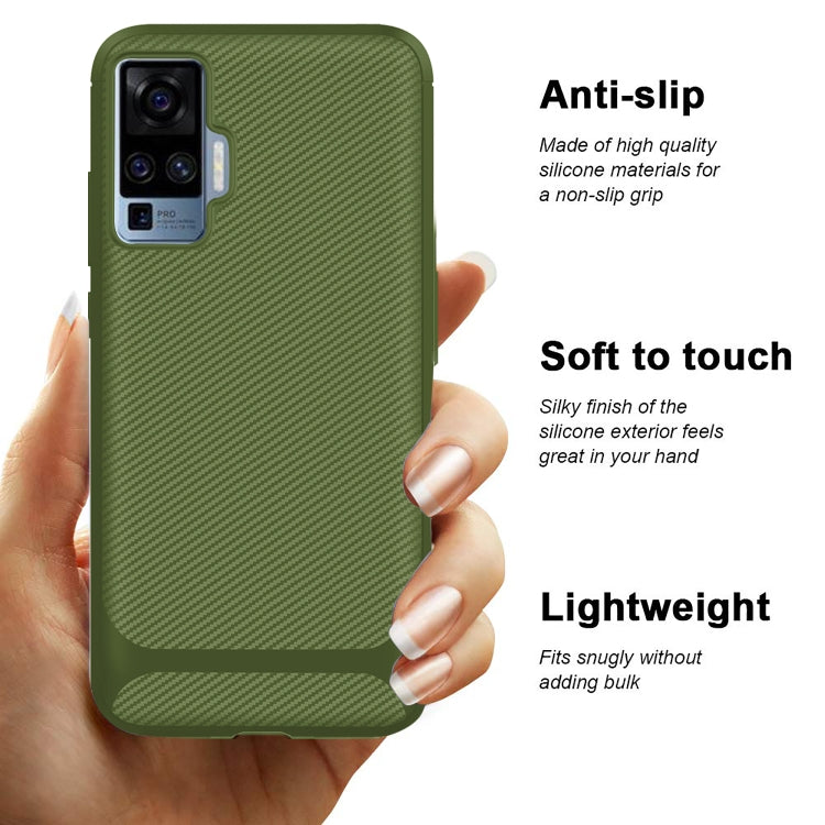 For vivo X50 Pro Carbon Fiber Texture Shockproof TPU Protective Case
