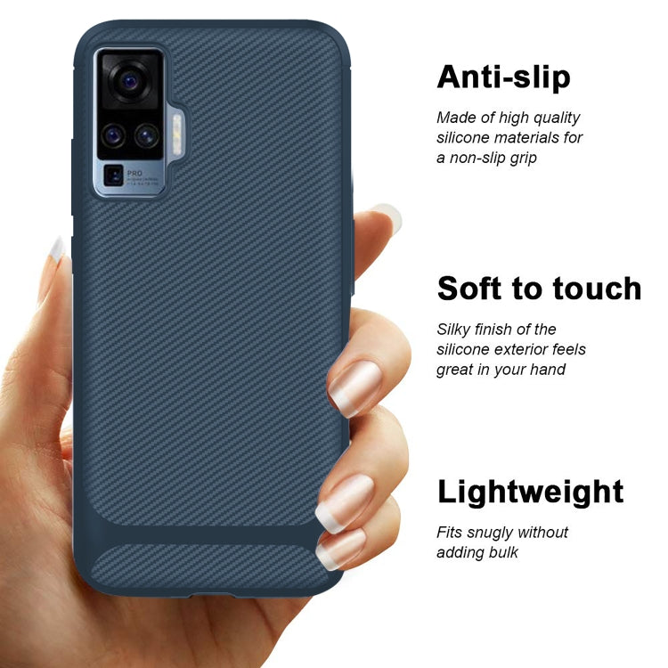 For vivo X50 Pro Carbon Fiber Texture Shockproof TPU Protective Case
