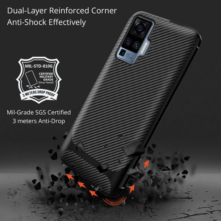 For vivo X50 Pro Carbon Fiber Texture Shockproof TPU Protective Case