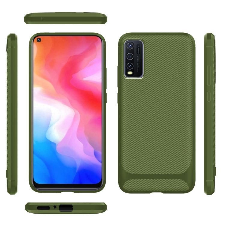 For vivo Y50 Carbon Fiber Texture Shockproof TPU Protective Case
