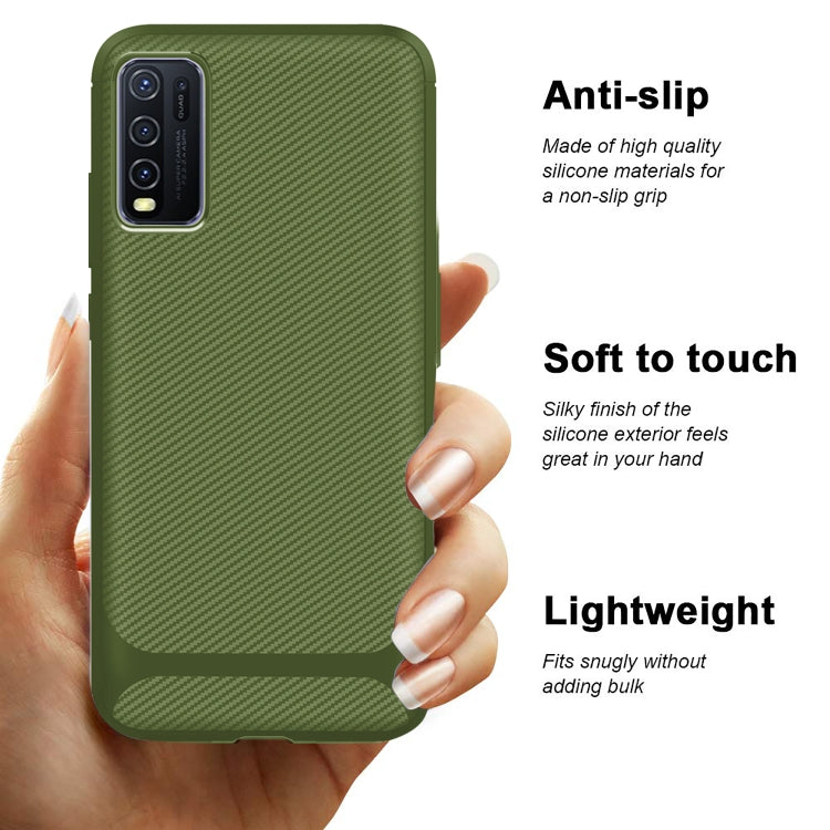For vivo Y50 Carbon Fiber Texture Shockproof TPU Protective Case