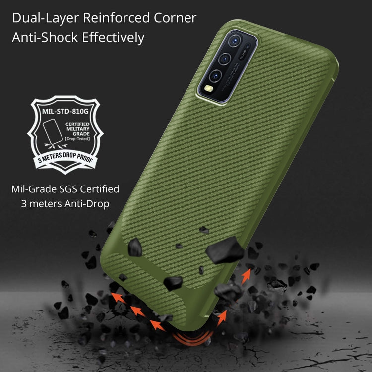 For vivo Y50 Carbon Fiber Texture Shockproof TPU Protective Case