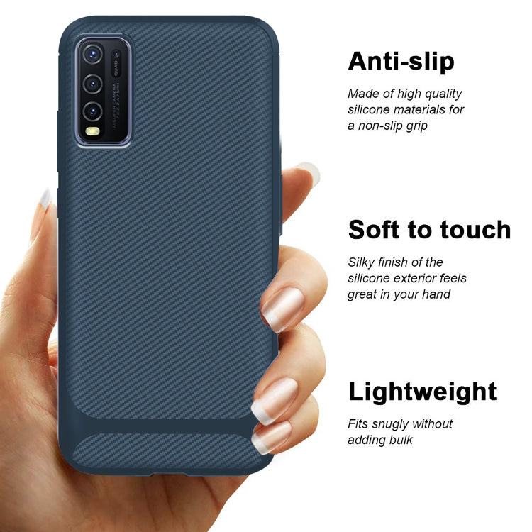 For vivo Y50 Carbon Fiber Texture Shockproof TPU Protective Case