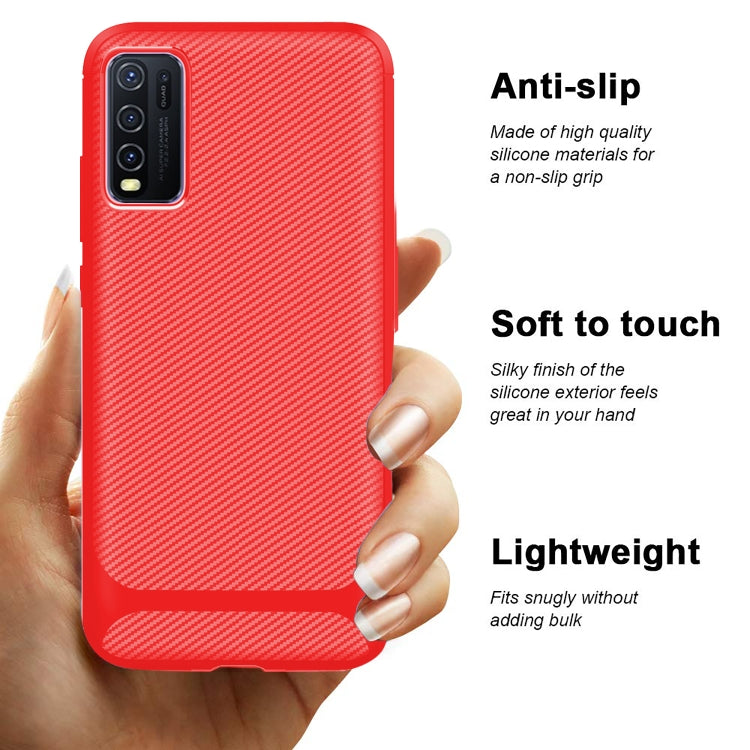 For vivo Y50 Carbon Fiber Texture Shockproof TPU Protective Case