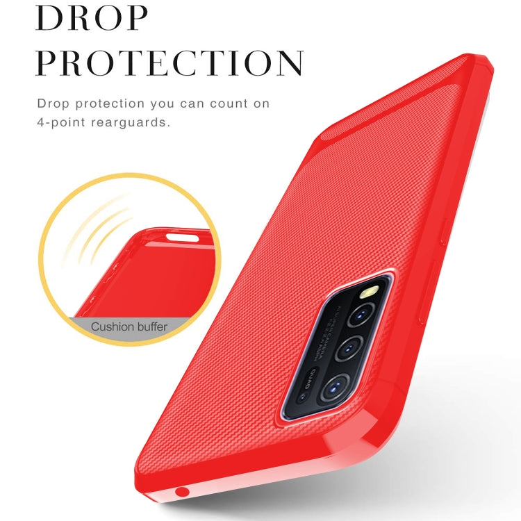 For vivo Y50 Carbon Fiber Texture Shockproof TPU Protective Case