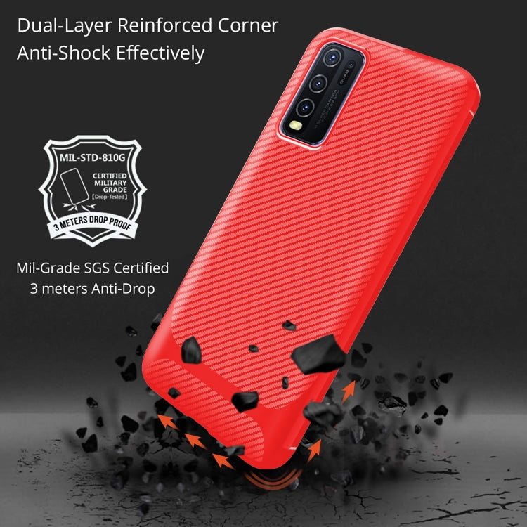 For vivo Y50 Carbon Fiber Texture Shockproof TPU Protective Case