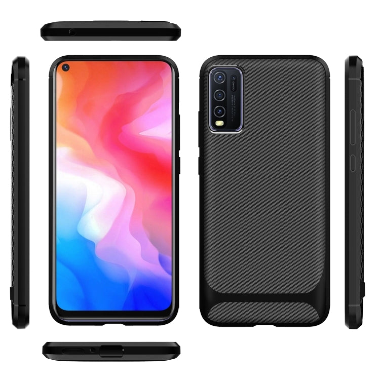 For vivo Y50 Carbon Fiber Texture Shockproof TPU Protective Case