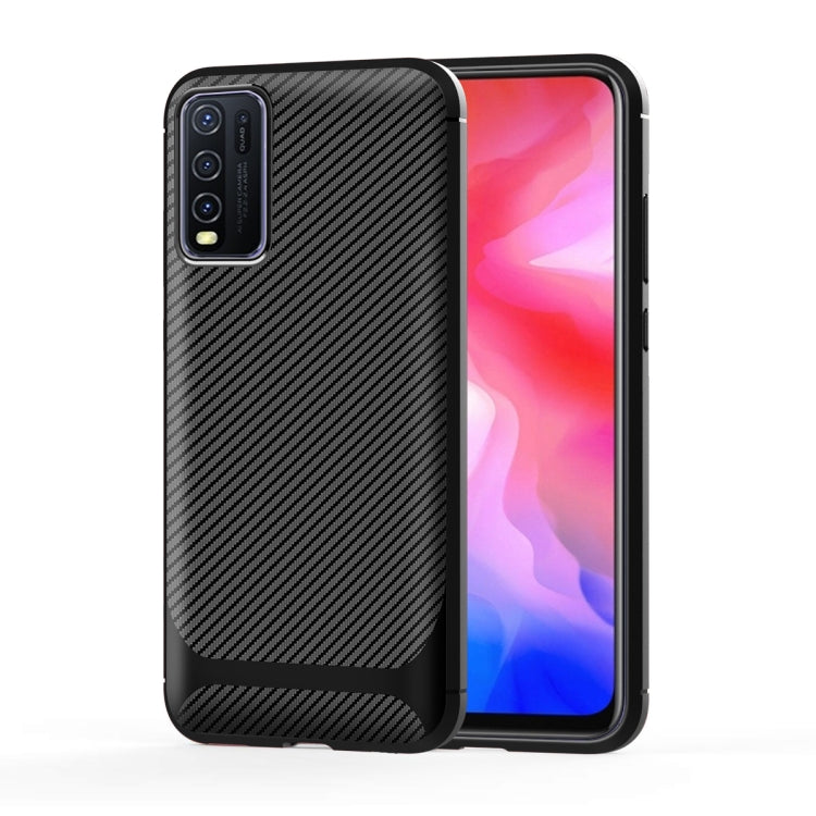 For vivo Y50 Carbon Fiber Texture Shockproof TPU Protective Case