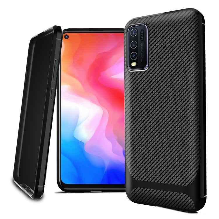 For vivo Y50 Carbon Fiber Texture Shockproof TPU Protective Case