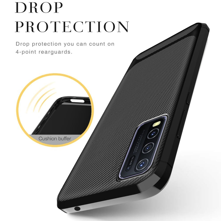For vivo Y50 Carbon Fiber Texture Shockproof TPU Protective Case