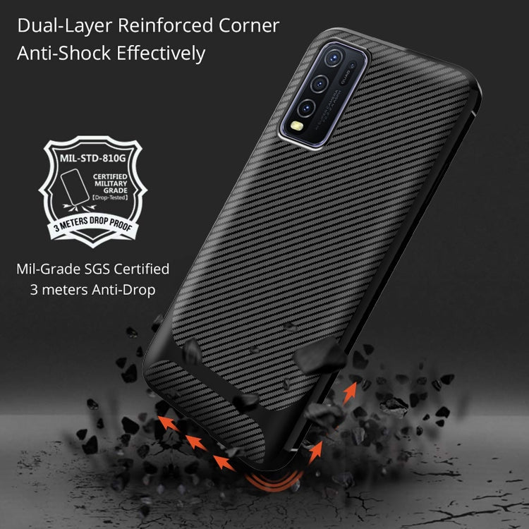 For vivo Y50 Carbon Fiber Texture Shockproof TPU Protective Case