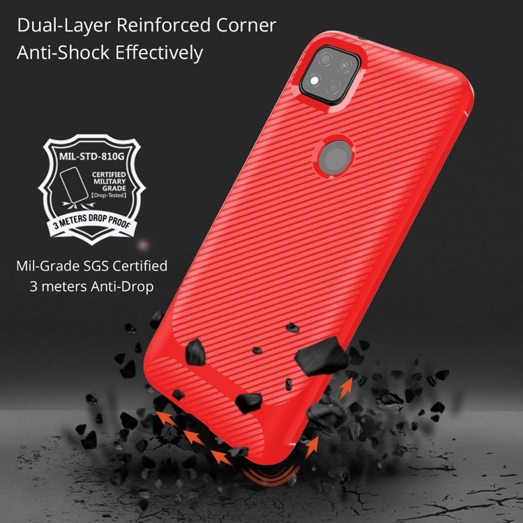 For Xiaomi Redmi 9C Carbon Fiber Texture Shockproof TPU Protective Case
