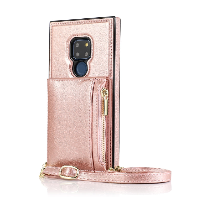 For Huawei Mate 20 Square Zipper Wallet Bag TPU+PU Back Cover Case with Holder & Card Slots & Wallet & Cross-body Strap