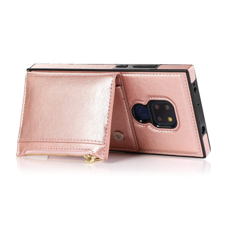 For Huawei Mate 20 Square Zipper Wallet Bag TPU+PU Back Cover Case with Holder & Card Slots & Wallet & Cross-body Strap