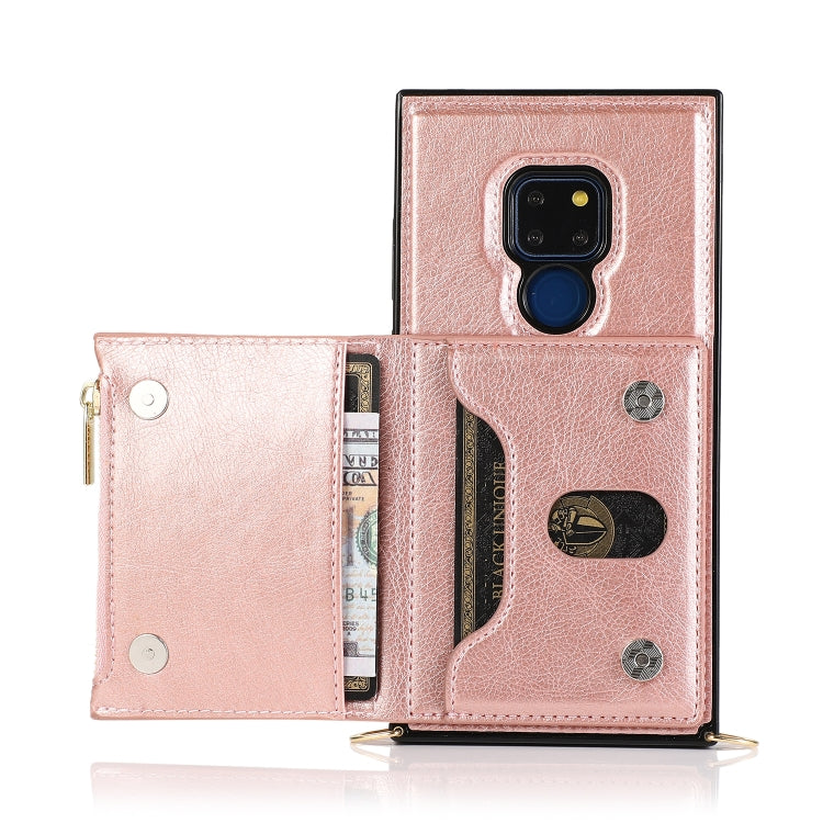 For Huawei Mate 20 Square Zipper Wallet Bag TPU+PU Back Cover Case with Holder & Card Slots & Wallet & Cross-body Strap