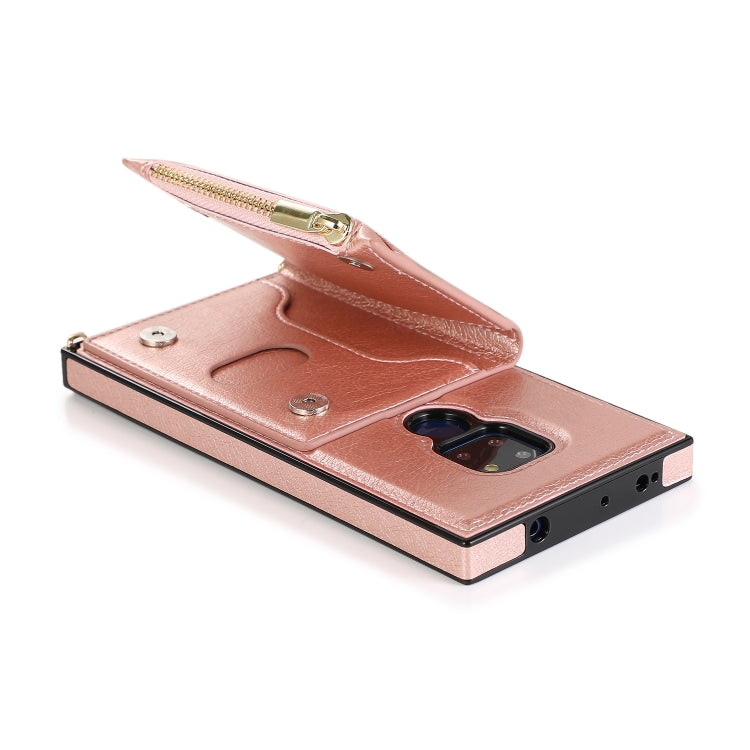 For Huawei Mate 20 Square Zipper Wallet Bag TPU+PU Back Cover Case with Holder & Card Slots & Wallet & Cross-body Strap