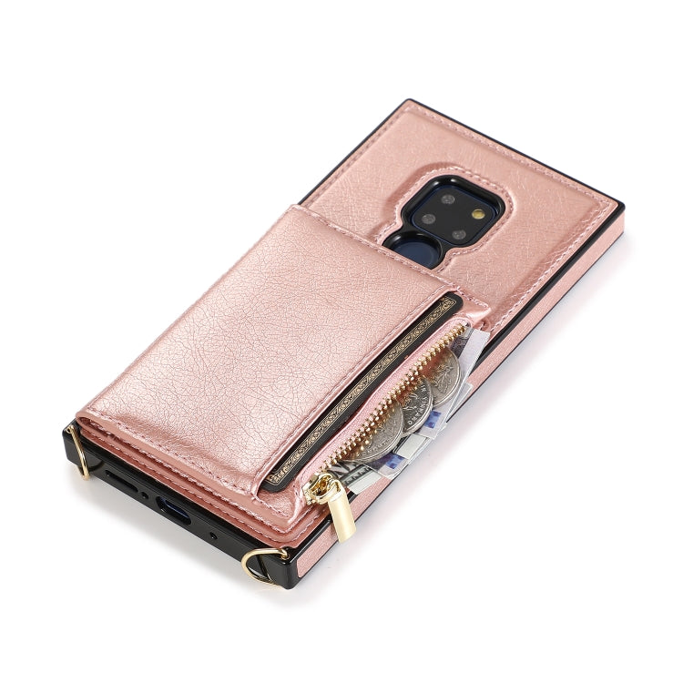 For Huawei Mate 20 Square Zipper Wallet Bag TPU+PU Back Cover Case with Holder & Card Slots & Wallet & Cross-body Strap