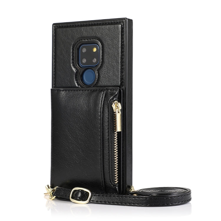 For Huawei Mate 20 Square Zipper Wallet Bag TPU+PU Back Cover Case with Holder & Card Slots & Wallet & Cross-body Strap