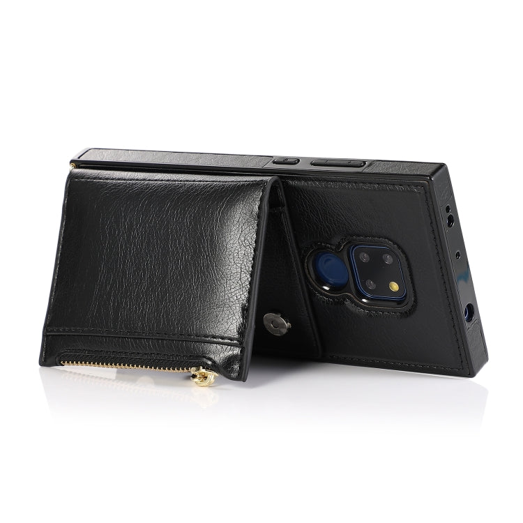 For Huawei Mate 20 Square Zipper Wallet Bag TPU+PU Back Cover Case with Holder & Card Slots & Wallet & Cross-body Strap
