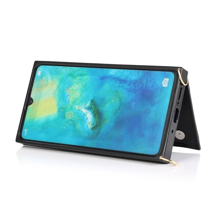 For Huawei Mate 20 Square Zipper Wallet Bag TPU+PU Back Cover Case with Holder & Card Slots & Wallet & Cross-body Strap