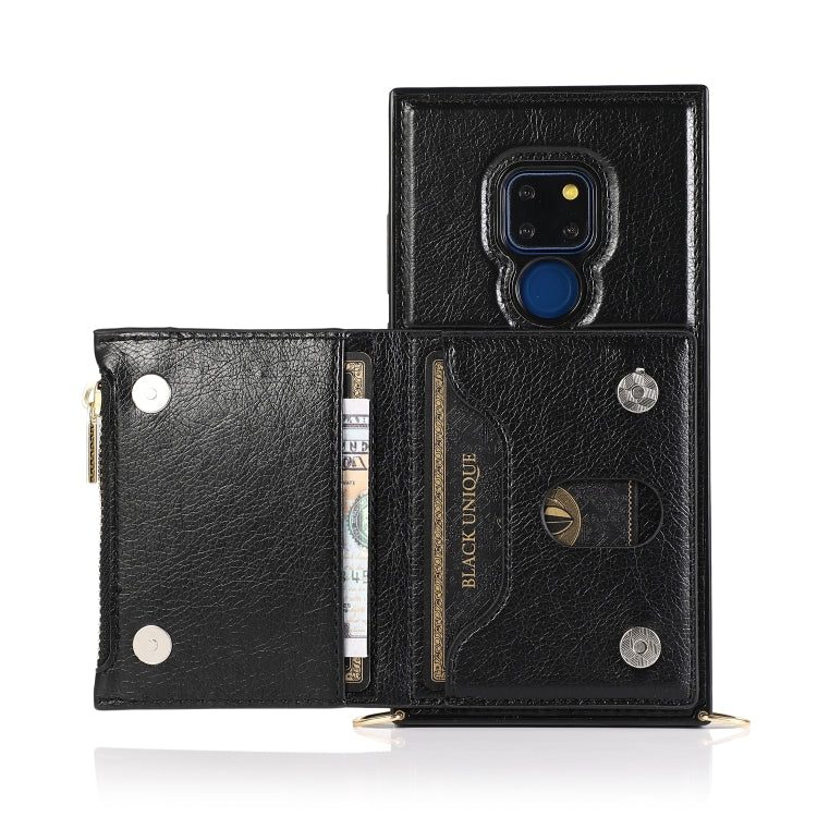 For Huawei Mate 20 Square Zipper Wallet Bag TPU+PU Back Cover Case with Holder & Card Slots & Wallet & Cross-body Strap
