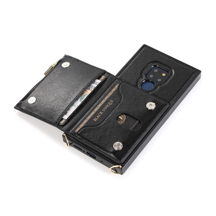 For Huawei Mate 20 Square Zipper Wallet Bag TPU+PU Back Cover Case with Holder & Card Slots & Wallet & Cross-body Strap