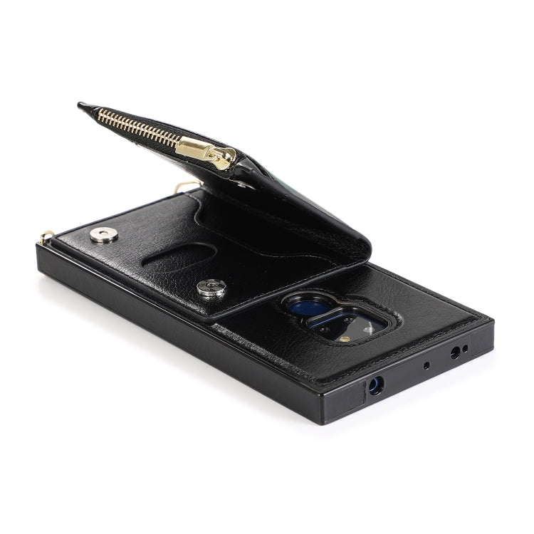 For Huawei Mate 20 Square Zipper Wallet Bag TPU+PU Back Cover Case with Holder & Card Slots & Wallet & Cross-body Strap