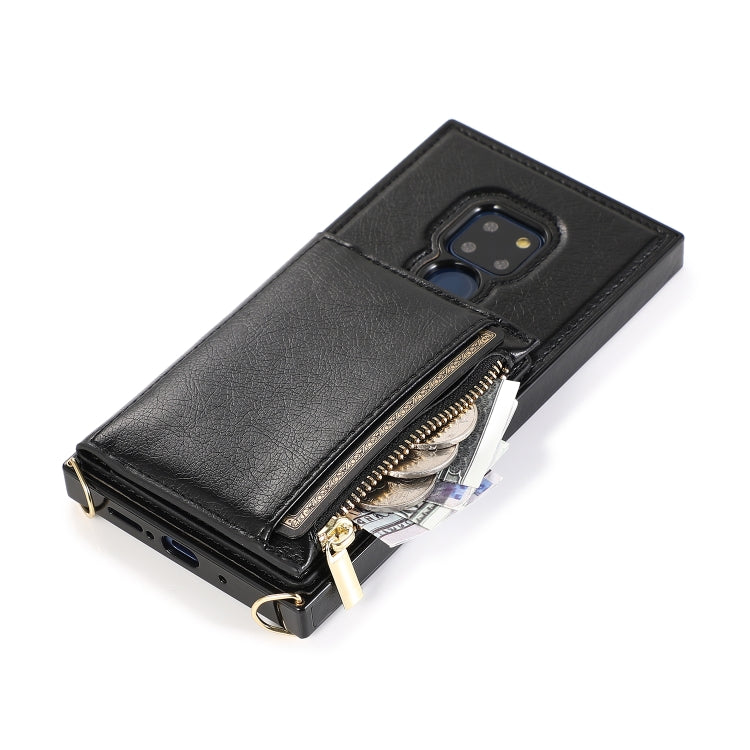 For Huawei Mate 20 Square Zipper Wallet Bag TPU+PU Back Cover Case with Holder & Card Slots & Wallet & Cross-body Strap