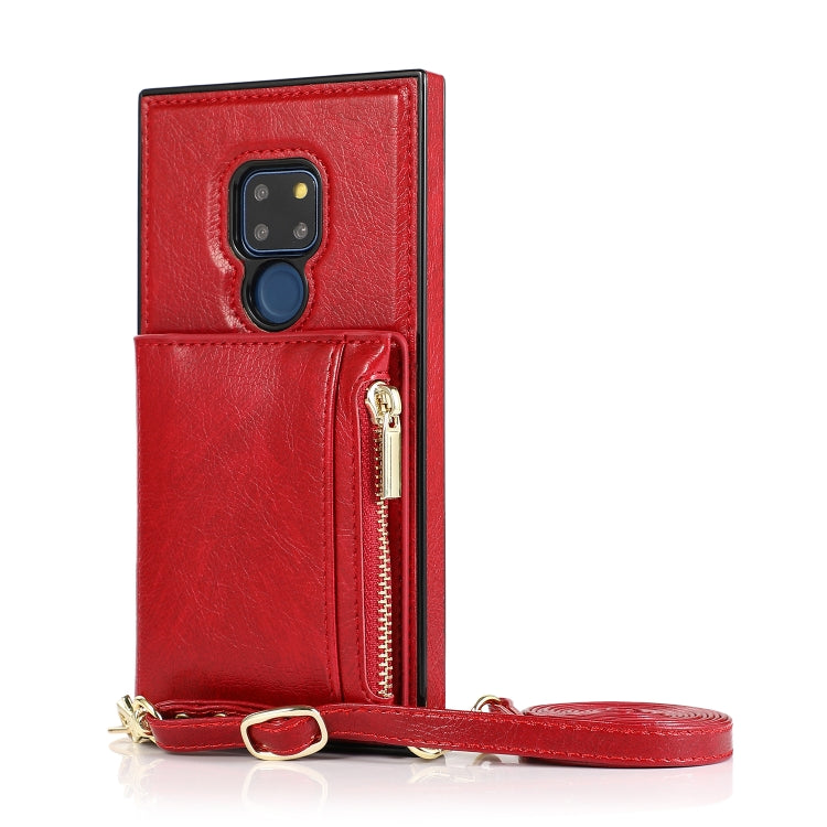 For Huawei Mate 20 Square Zipper Wallet Bag TPU+PU Back Cover Case with Holder & Card Slots & Wallet & Cross-body Strap