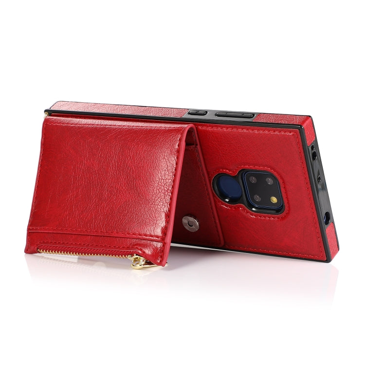 For Huawei Mate 20 Square Zipper Wallet Bag TPU+PU Back Cover Case with Holder & Card Slots & Wallet & Cross-body Strap