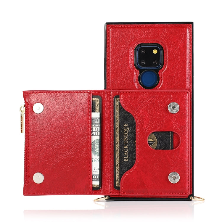 For Huawei Mate 20 Square Zipper Wallet Bag TPU+PU Back Cover Case with Holder & Card Slots & Wallet & Cross-body Strap