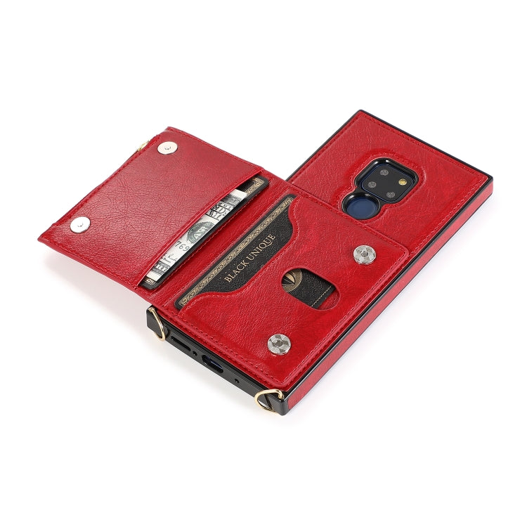 For Huawei Mate 20 Square Zipper Wallet Bag TPU+PU Back Cover Case with Holder & Card Slots & Wallet & Cross-body Strap