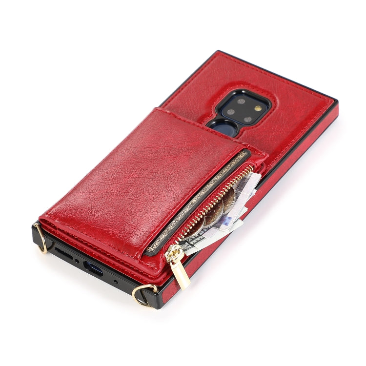 For Huawei Mate 20 Square Zipper Wallet Bag TPU+PU Back Cover Case with Holder & Card Slots & Wallet & Cross-body Strap